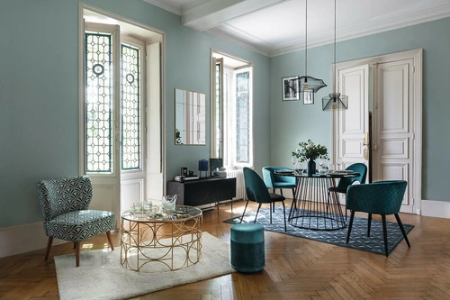 Kulatý skleněný konferenční stolek Artif zlatý glamour do obýváku na kovové podstavě 71 cm