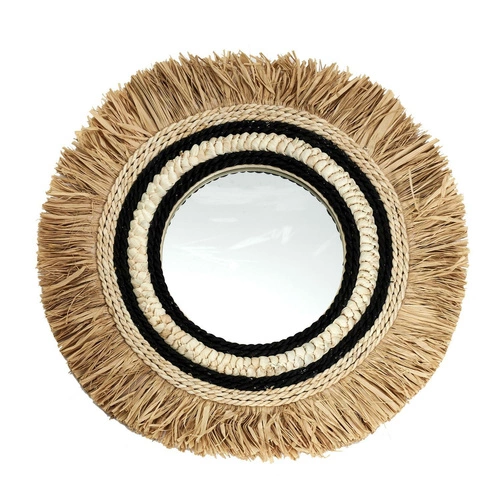 Přírodní kulaté zrcadlo Kaya boho