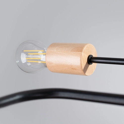 Loftový lustr TIMBO 6 černý dřevěný do obýváku a jídelny od SOLLUX LIGHTING