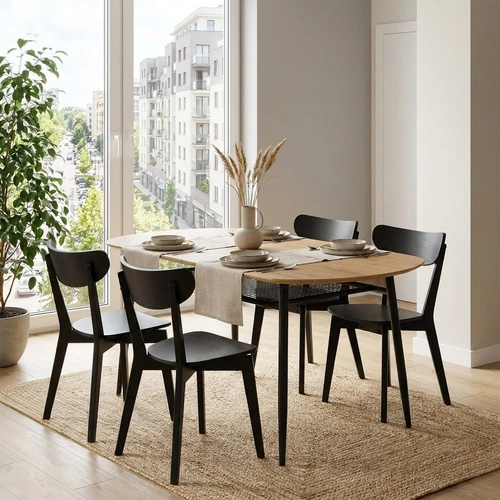 Dřevěná jídelní židle Roxby černá moderní do kuchyně v loft stylu Actona