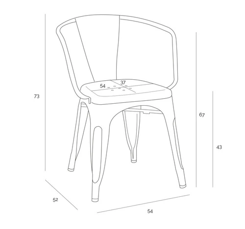 Kovová židle Paris Arms šedá do jídelny a kuchyně s područkami ve stylu Tolix