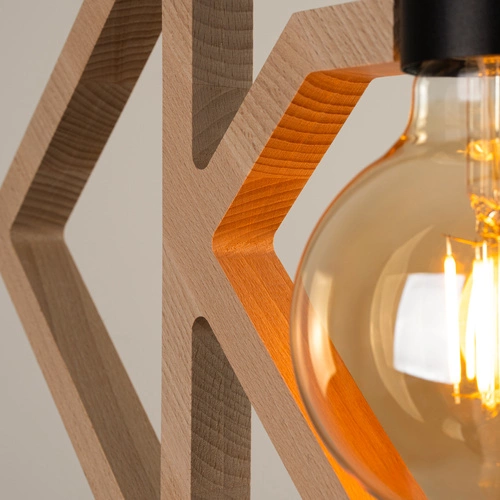 Závěsné svítidlo CARO moderní dřevěné do obýváku a kuchyně přírodní, vzdušné, 145 cm