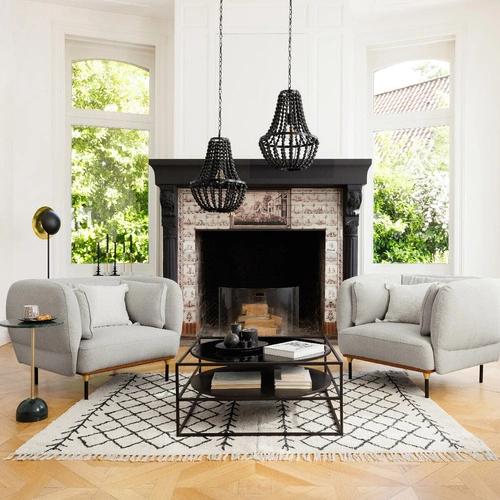 Závěsné svítidlo Goya černé dřevěné nastavitelné do obýváku a jídelny Atmosphera 38,5 cm