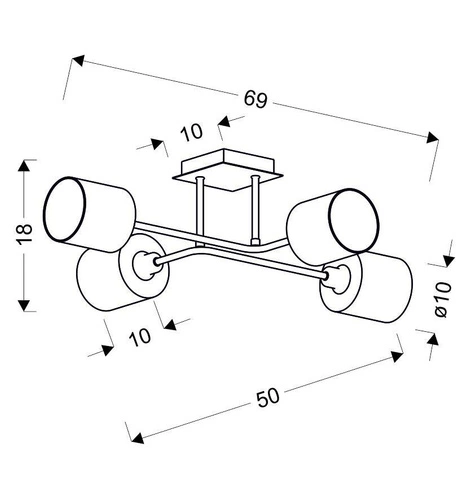 Stropní svítidlo Sax moderní saténové 4bodové do obýváku, kuchyně nebo jídelny