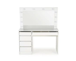 Moderní toaletní stolek s LED zrcadlem Sybilla XL bílý na líčení se zásuvkami do ložnice Intesi