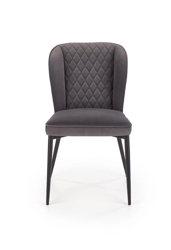 Jídelní židle Emmy Intesi čalouněná šedý samet moderní prošívaná na černých nohách