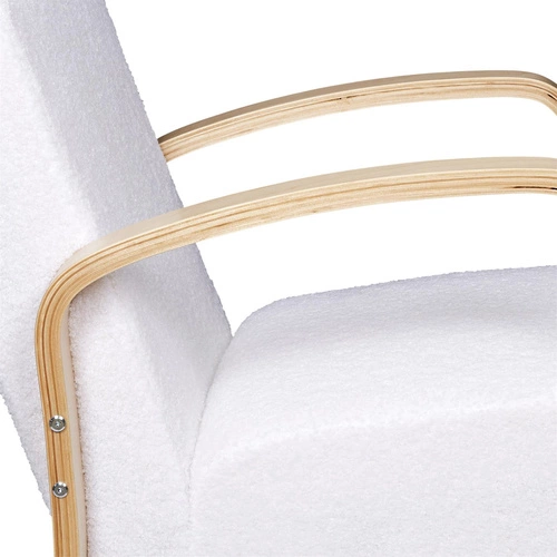 Křeslo Hella boucle bílé skandinávské s područkami do obýváku a pracovny