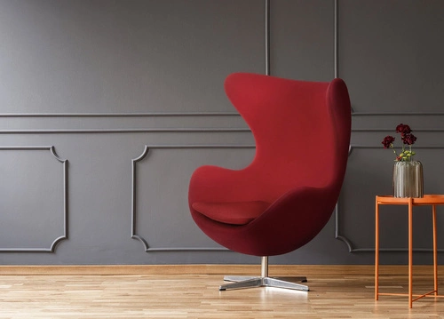 Otočný moderní křeslo Egg inspirované červený kašmír do obývacího pokoje D2.DESIGN