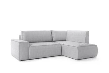 Rohová rozkládací pohovka Molde L pravá, šedý manšestr, s úložným prostorem do obýváku