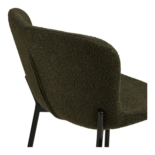 Barová židle Maceda bouclé zelená do kuchyně 65 cm s opěrkou moderní