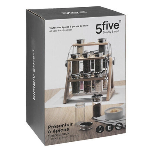 Otočný kořenkový stojan Bambou s 15 skleněnými nádobkami