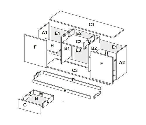 Komoda se zásuvkami Lana 180 cm dub craft šedý moderní do obýváku Intesi