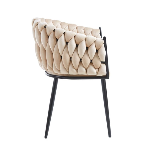 Jídelní židle Malaya Velvet béžová čalouněná sametová s područkami glamour Intesi