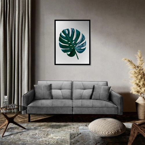 Rozkládací pohovka Lurif šedá s funkcí spaní do obývacího pokoje, moderní, kompaktní, na vysokých nohách Intesi