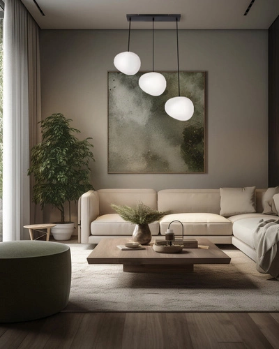 Závěsná lampa STONES černá 20cm 3x40W E27 bílý difuzor