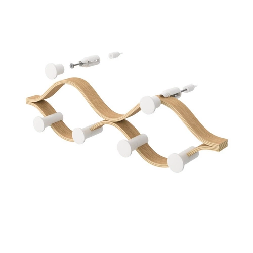 Umbra Montage moderní nástěnný věšák do předsíně 6 háčků dřevěný bílý