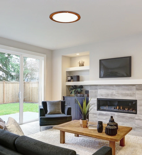 Stropní svítidlo kulaté Candellux 1030 dub sklo do obýváku a kuchyně 30 cm