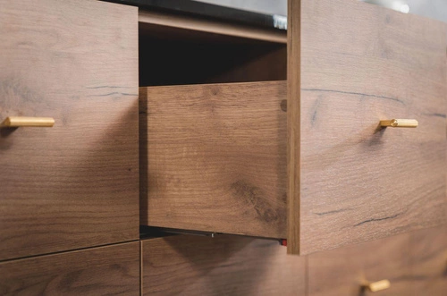 Komoda se zásuvkami MAUD černá dub craft tobacco moderní do obýváku a ložnice SKANDICA