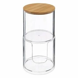 Selena organizér na vatové tampony a tyčinky do koupelny průhledný s bambusovým víčkem 5five