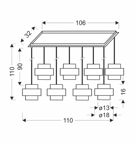 Závěsné svítidlo Spiega glamour černo-zlaté 8-ramenné do obýváku, jídelny nebo nad stůl