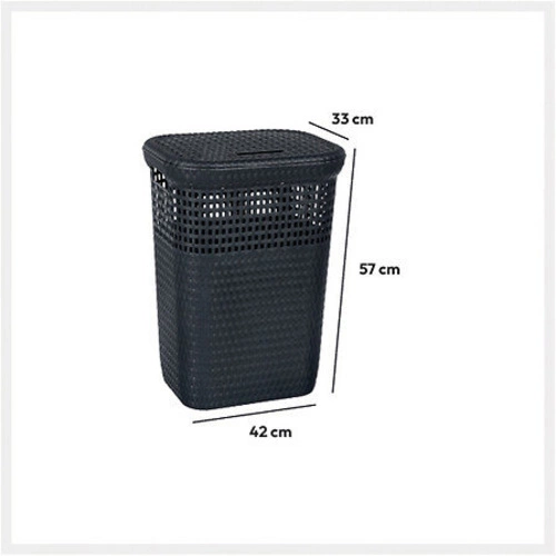 Šedý proutěný koš na prádlo 60 l z technoratanu 5five simply smart do koupelny a šatny