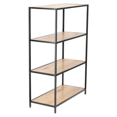 Regál do obýváku Oxford I moderní loftový na knihy 4 police dub a černý kov Intesi