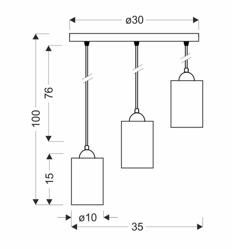Bistro černá deska závěsná lampa 3x40W E27 stínítko hnědé