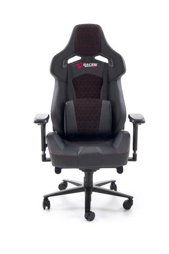 Herní křeslo Zargor černé ergonomické kožené otočné s podhlavníkem k psacímu stolu