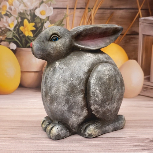 Intesi velikonoční dekorativní figurka sedícího zajíce 29 cm šedá na stůl do obýváku z polyesterové pryskyřice