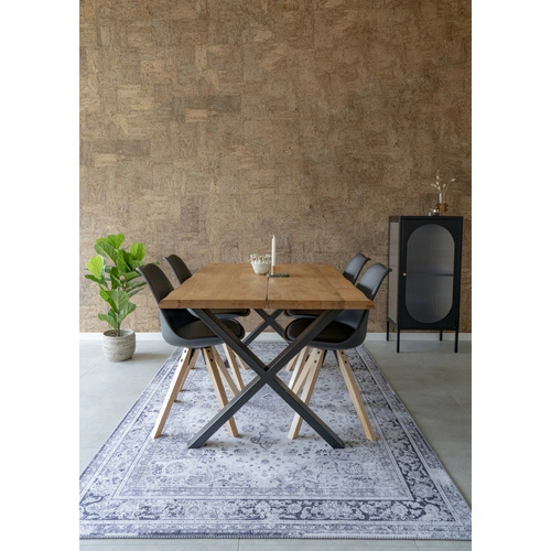 Jídelní stůl Toulon 95x200 dubový loftový s černými nohami