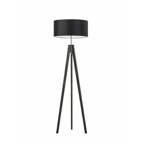 Stojací lampa do obýváku HAITI černá dřevěná glamour s látkovým stínidlem Lysne 138 cm