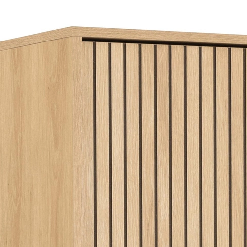 Úzká šatní skříň Albany s lamelami, přírodní dub, moderní do ložnice nebo šatny