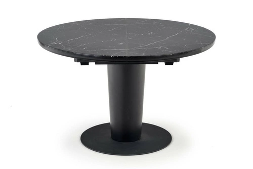 Rozkládací kulatý jídelní stůl Tiano černý mramor moderní do jídelny a obýváku 120-160 cm