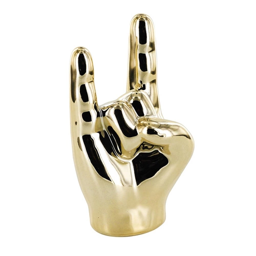 Dekorační figurka Ruka Rock and Roll Intesi zlatá keramická na stůl do obýváku 10,5 cm