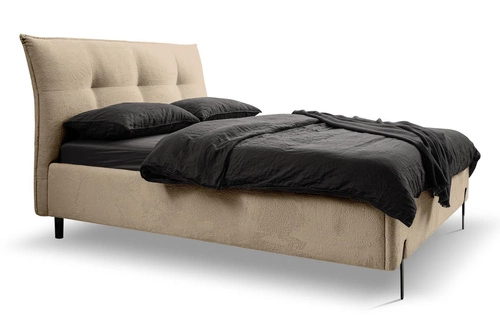 Čalouněná postel Biscuit 160x200 béžová s úložným prostorem skandinávská do ložnice