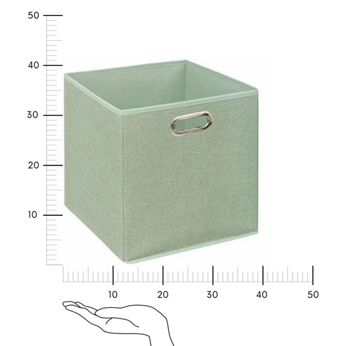Látkový úložný box 31x31 pistáciový s kovovými úchyty 5five simply smart