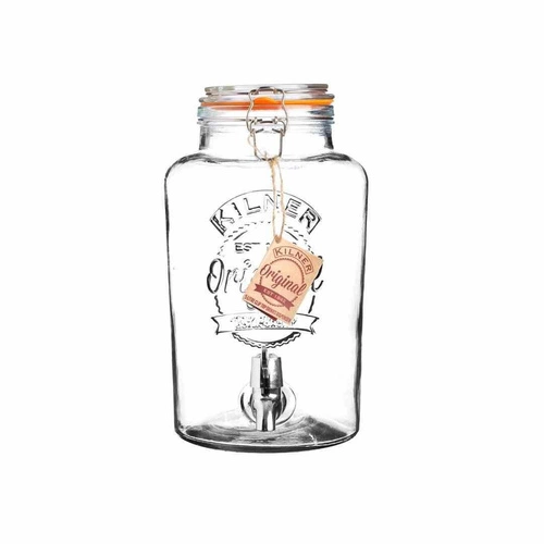 Skleněný nápojový sud 5l KILNER s kohoutkem, provensálský dávkovač na limonádu