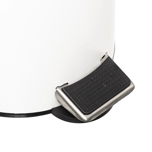 Koupelnový odpadkový koš Modern 3l bílý kovový s bambusovým víkem a pedálem 5five