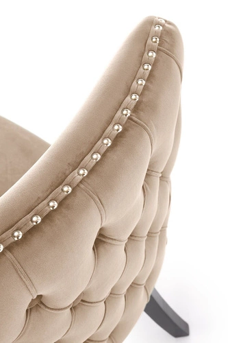 Jídelní židle Iridionne sametová béžová čalouněná moderní na černých nohách