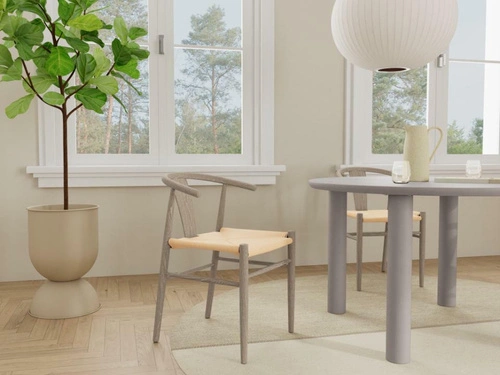 Stůl kulatý Magee 120 cm šedý moderní do jídelny a obývacího pokoje