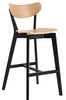 Barová židle Roxby dřevěná s opěradlem moderní černá/přírodní do kuchyně a jídelny 77 cm