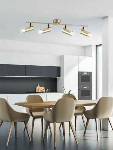 Stropní svítidlo Colly moderní mosazné 4bodové otočné do obýváku a kuchyně
