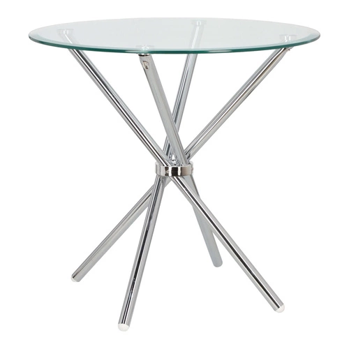 Kulatý skleněný stůl Ufo 80 cm transparentní moderní do jídelny a obýváku chrom Intesi