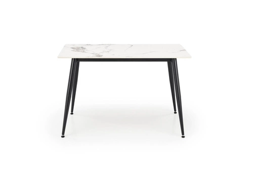 Jídelní stůl Nicolalla 120 cm bílý mramor moderní obdélníkový na černých nohách Intesi
