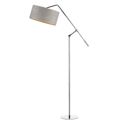 Stojací lampa do obýváku Liberia Lysne šedý samet glamour s nastavitelnou výškou