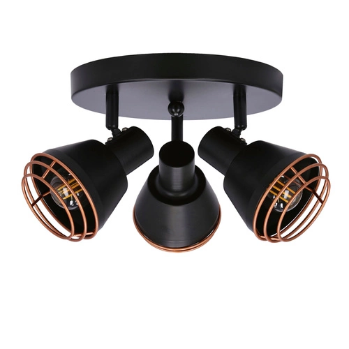 Stropní svítidlo Neria černé kovové s měděným stínidlem do obýváku moderní 36 cm