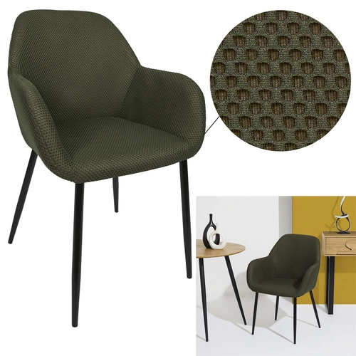 Čalouněná židle Lavia zelená khaki s područkami do jídelny a obýváku