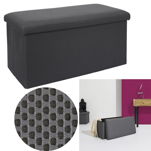 Skládací úložný taburet Velse Atom šedý obdélníkový do předsíně a studentského pokoje