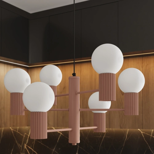 Moderní lustr HALO 6 kávový do obýváku a jídelny, hliník, 64 cm