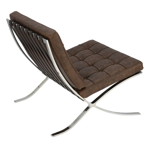 Kožené relaxační křeslo BA1 inspirované Barcelona hnědé do obýváku moderní retro